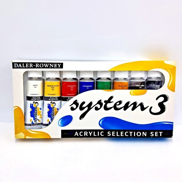 Daler-Rowney System3 Acrylic Paint Set 8 Pack-75ml Each-Assorted Colors - Picture 1 of 8